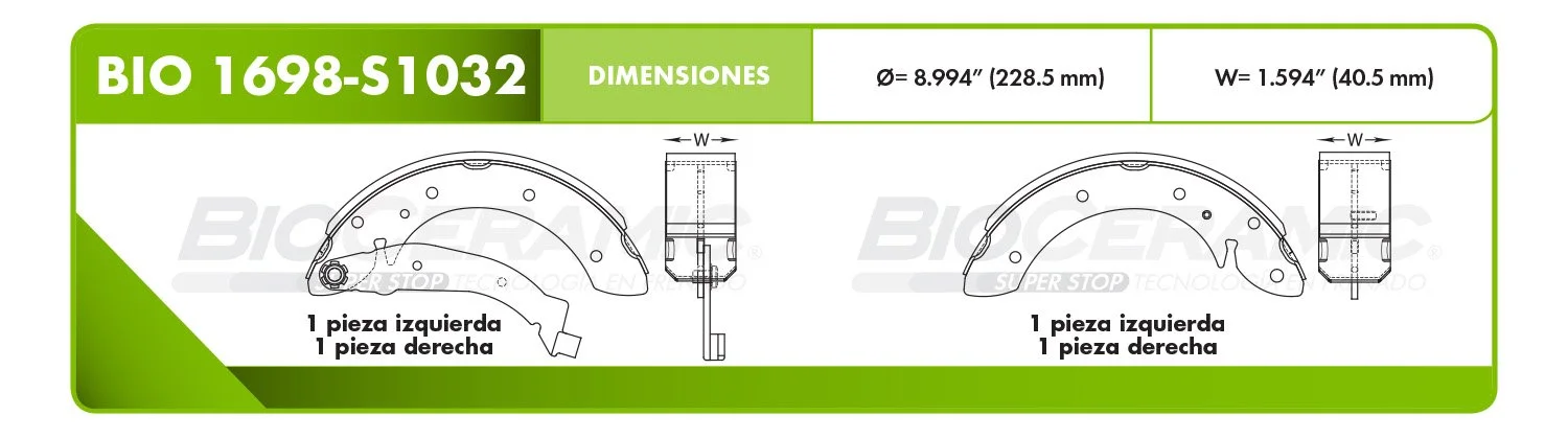 BALATA DE TAMBOR RBDBBIO-1698-S1032
