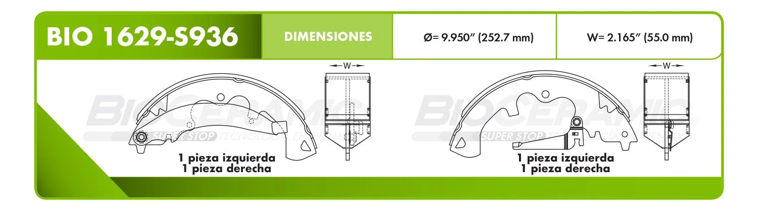 BALATA DE TAMBOR RBDBBIO-1629-S936