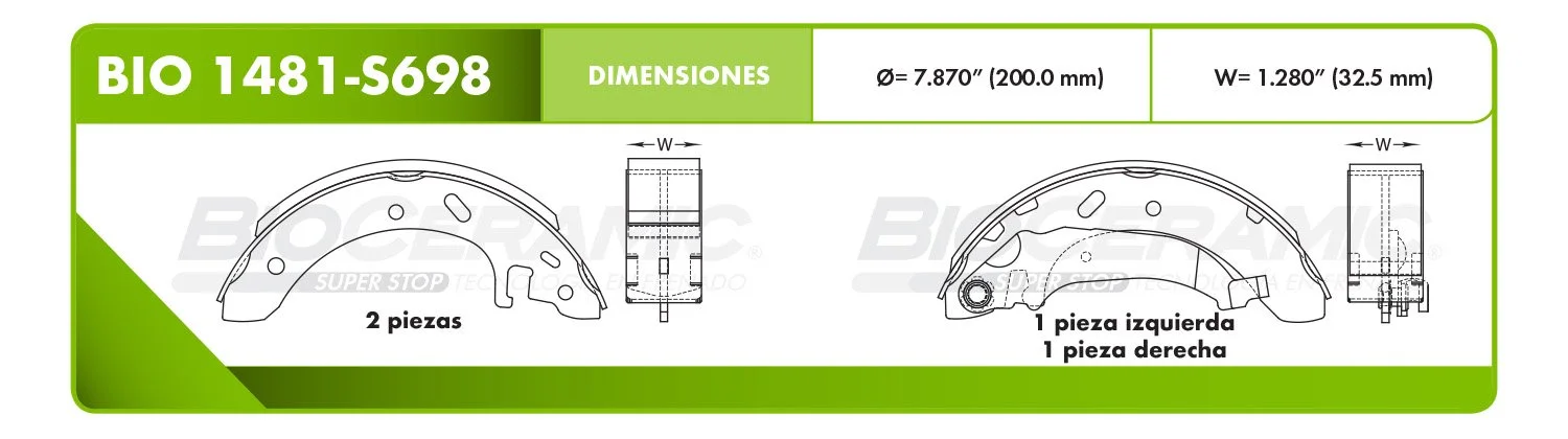 BALATA DE TAMBOR RBDBBIO-1481-S698