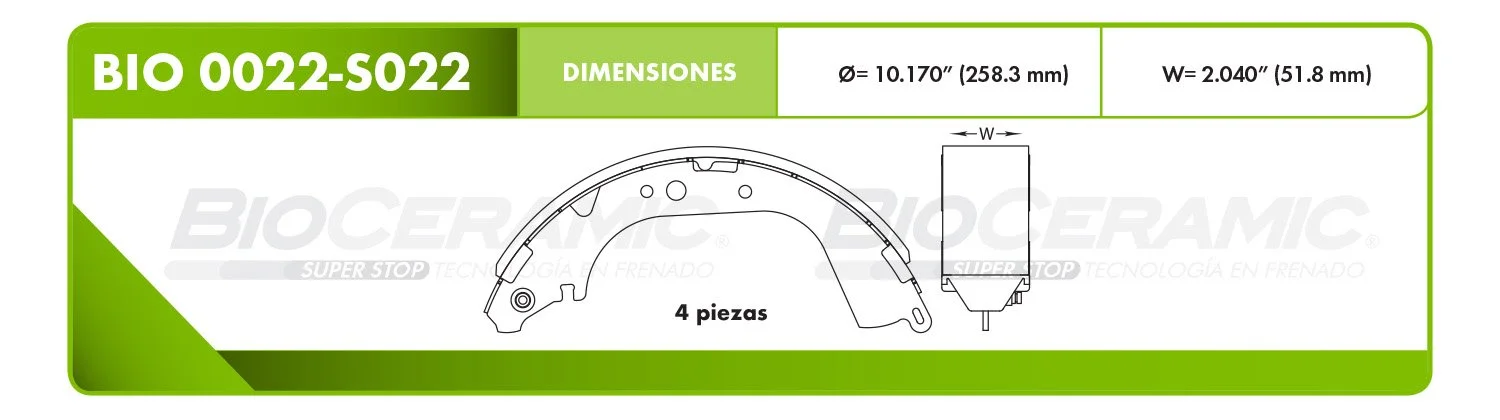BALATA DE TAMBOR RBDBBIO-0022-S022