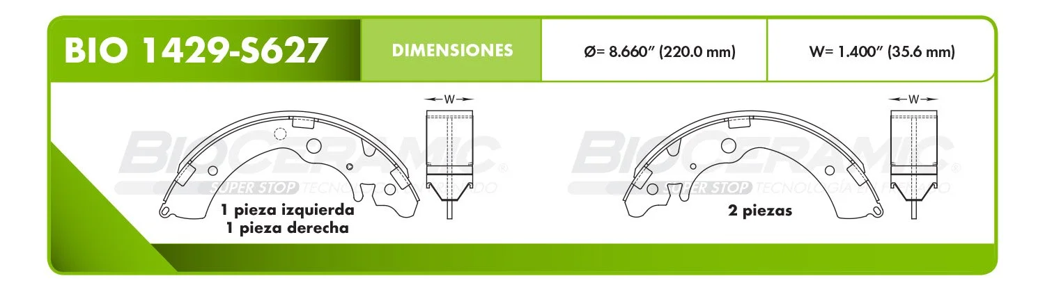 BALATA DE TAMBOR RBDBBIO-1429-S627