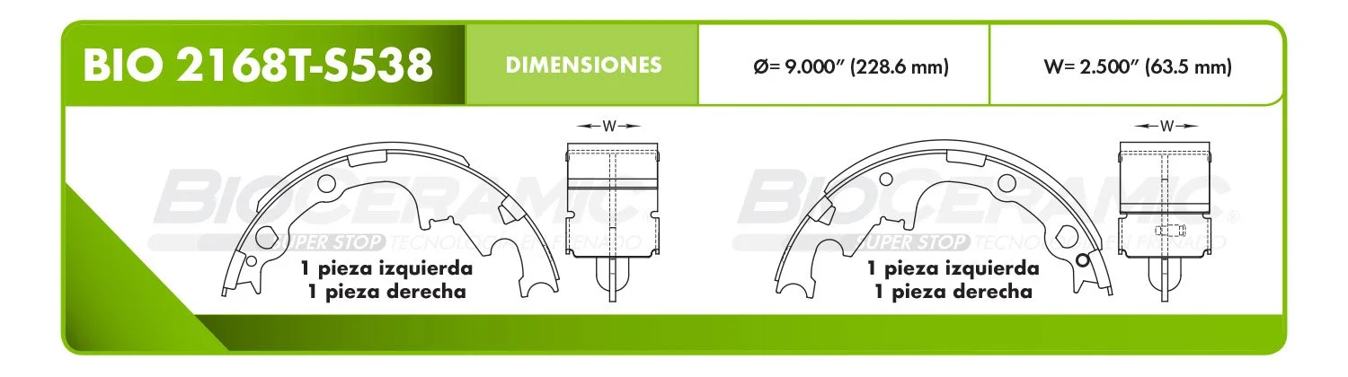 BALATA DE TAMBOR RBDBBIO-2168T-S538