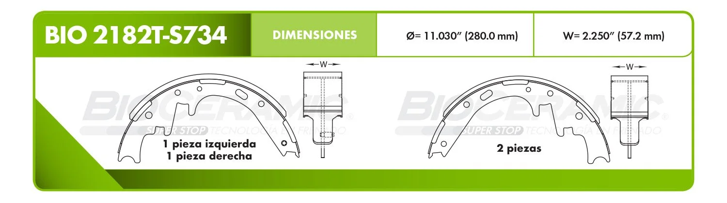 BALATA DE TAMBOR RBDBBIO-2182T-S734