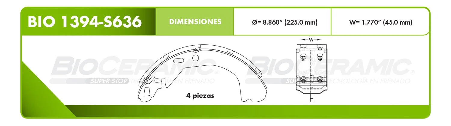 BALATA DE TAMBOR RBDBBIO-1394-S636