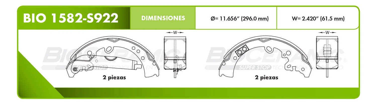 BALATA DE TAMBOR RBDBBIO-1582-S922