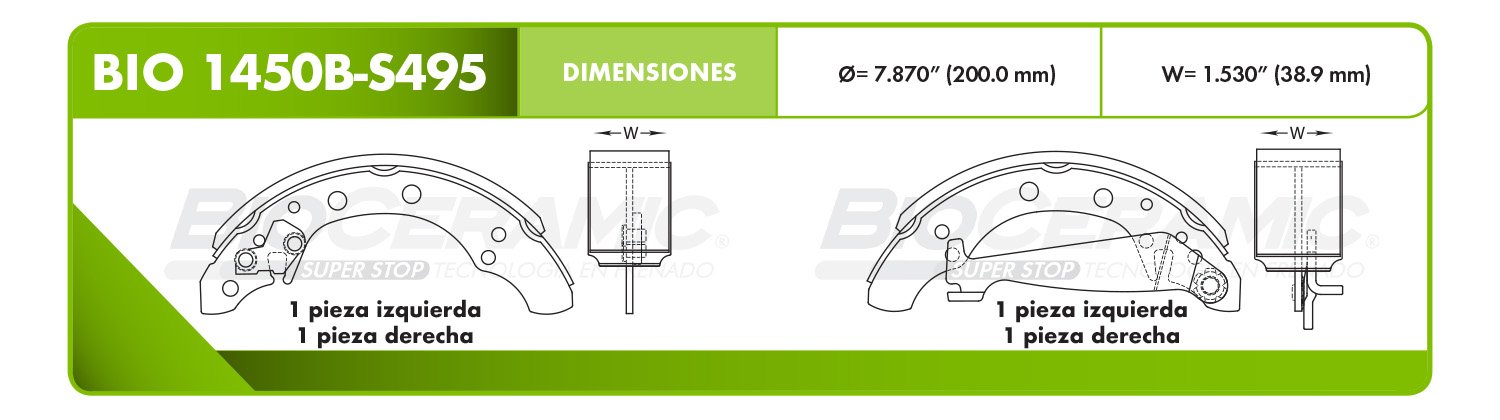 BALATA DE TAMBOR RBDBBIO-1450B-S495