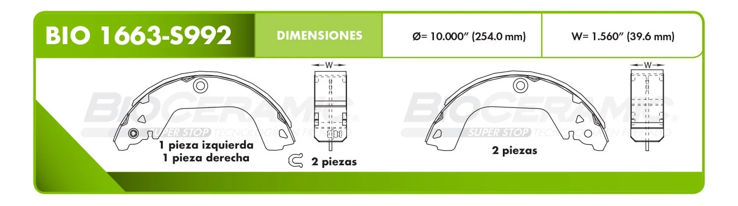 BALATA DE TAMBOR RBDBBIO-1663-S992