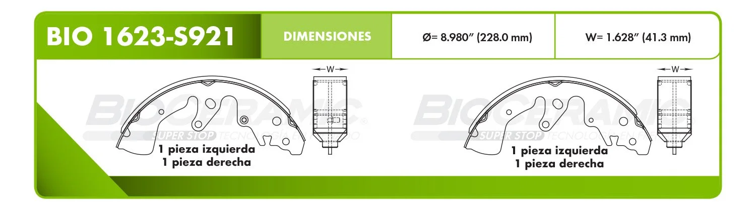 BALATA DE TAMBOR RBDBBIO-1623-S921