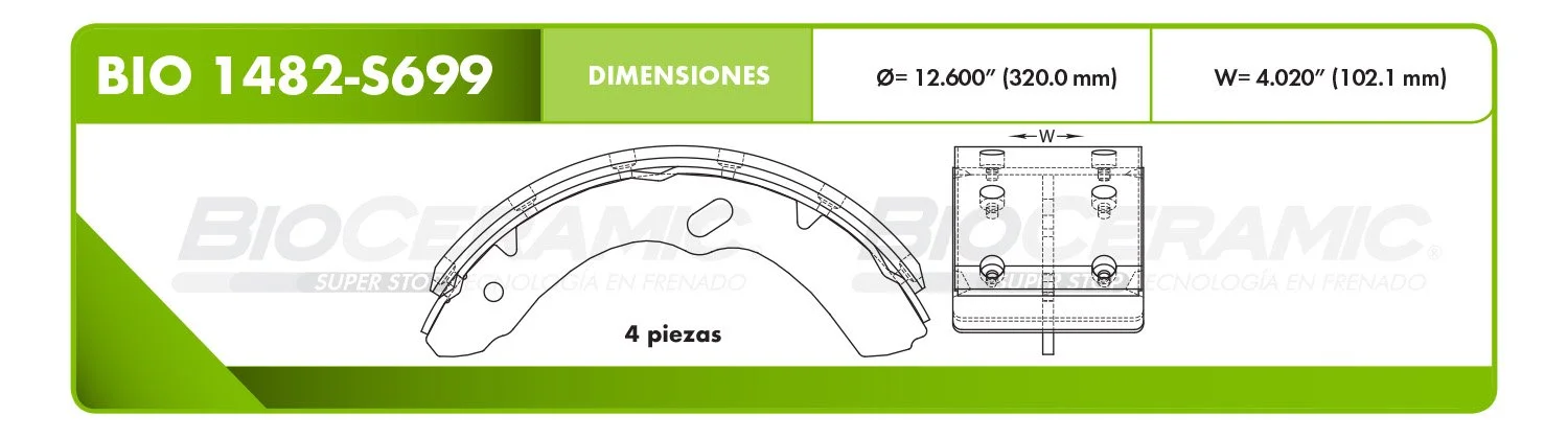 BALATA DE TAMBOR RBDBBIO-1482-S699