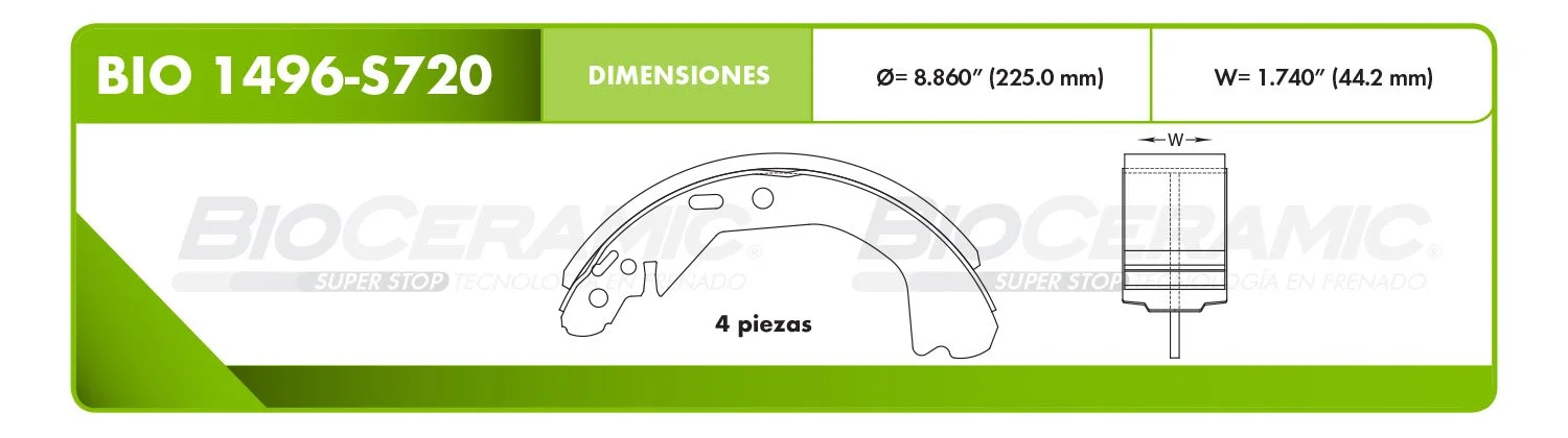 BALATA DE TAMBOR RBDBBIO-1496-S720