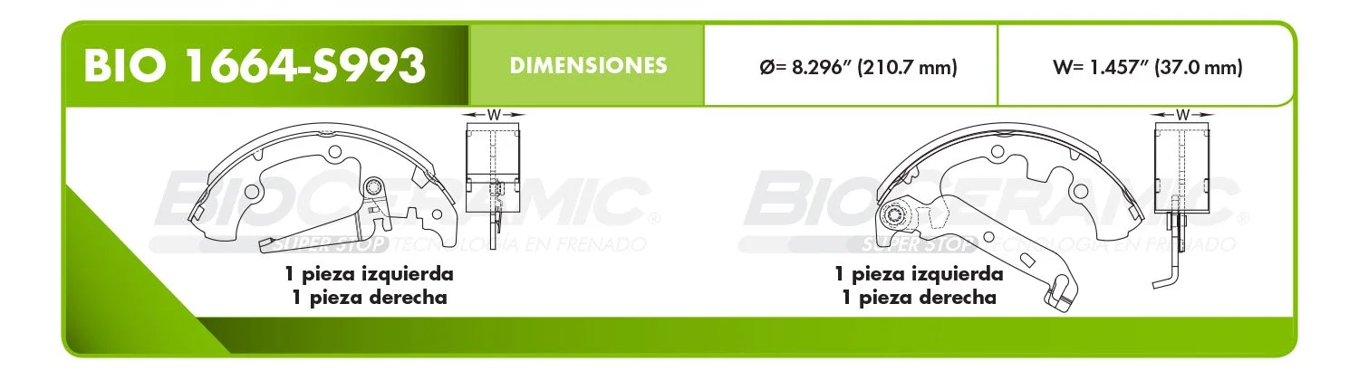 BALATA DE TAMBOR RBDBBIO-1664-S993