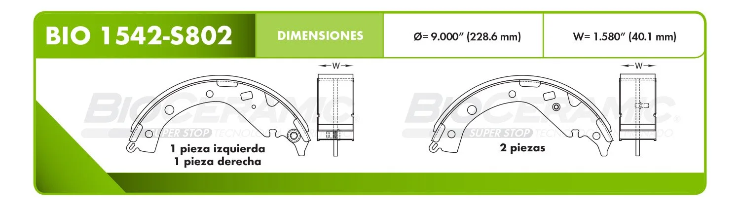 BALATA DE TAMBOR RBDBBIO-1542-S802
