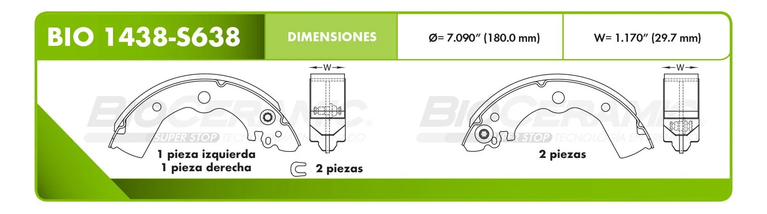 BALATA DE TAMBOR RBDBBIO-1438-S638