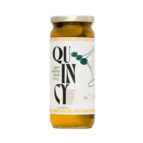 Quincy dirty martini brine and olives