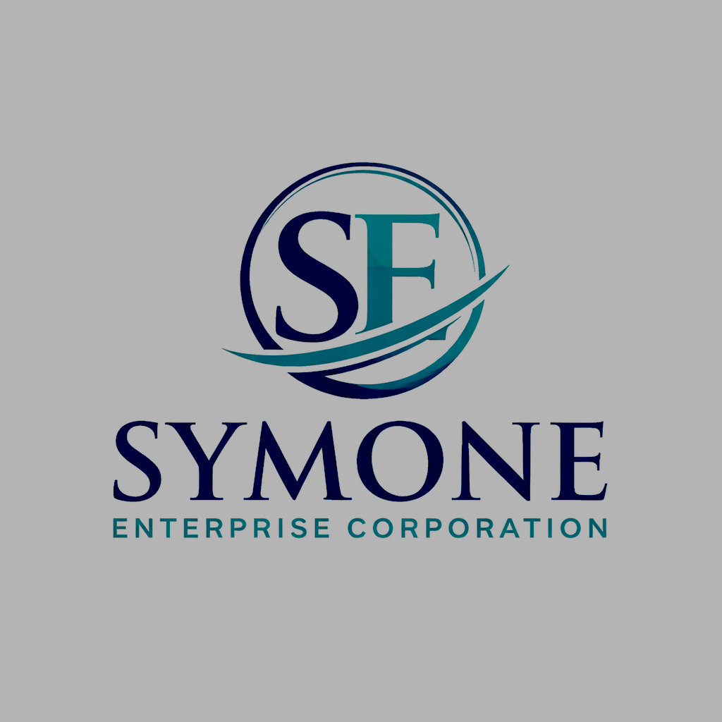 Logo for Symone Enterprise Corporation featuring a globe with the initials 'SF' and the company name beneath.