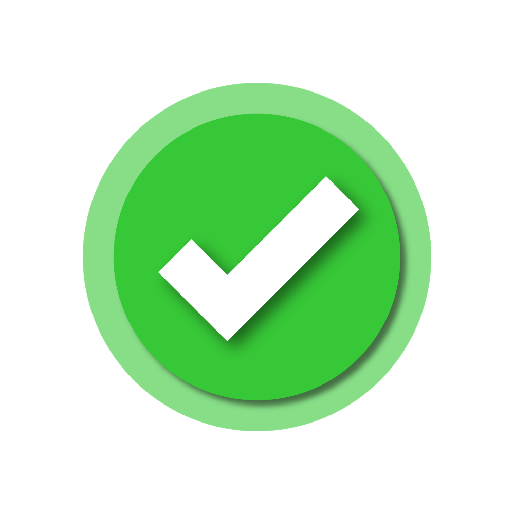Green circular checkmark badge indicating approval or correctness
