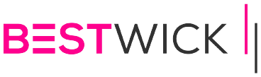 'Bestwick' logo with pink and black text on a white background.