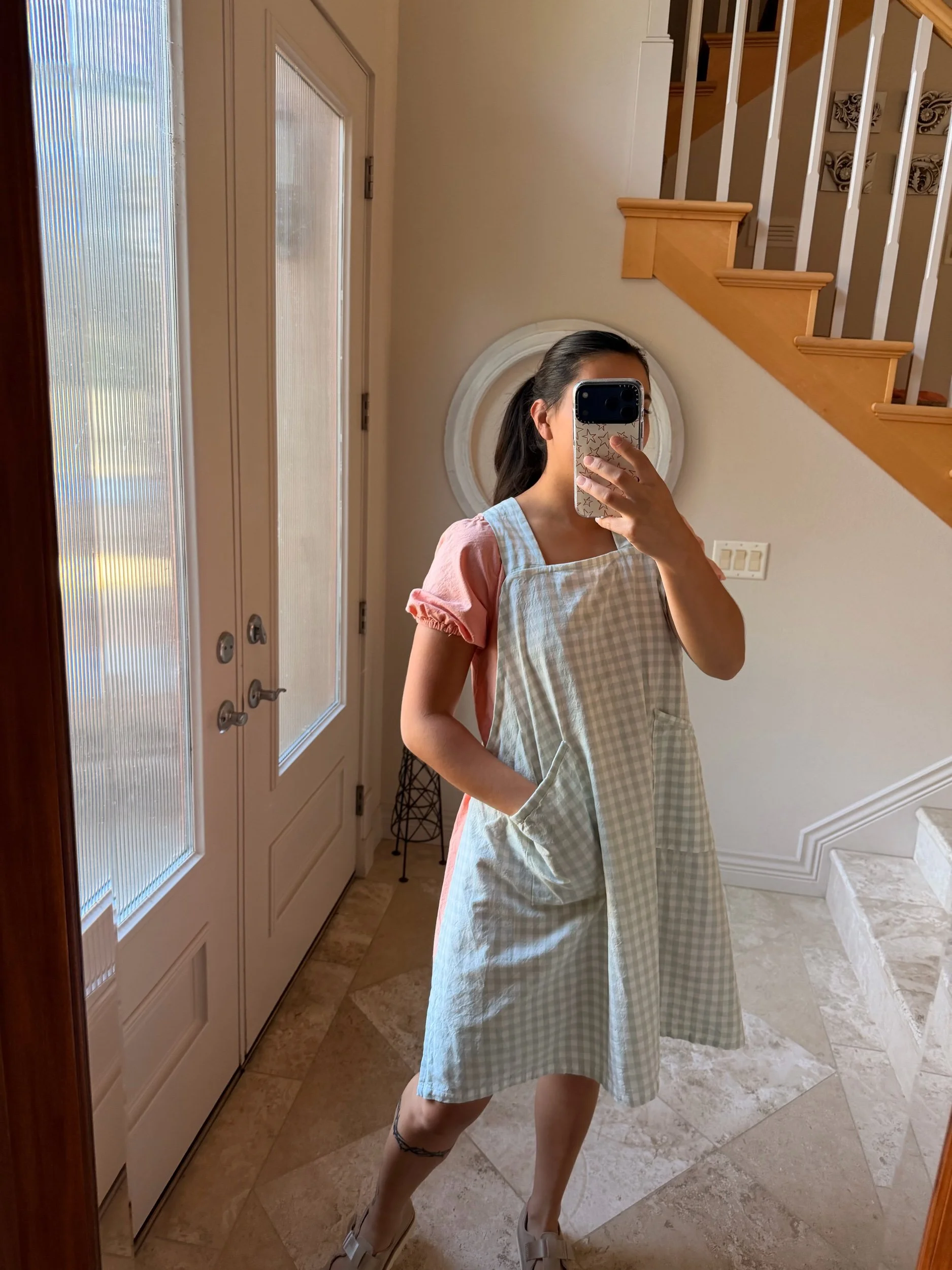 Mist Blue Gingham Apron