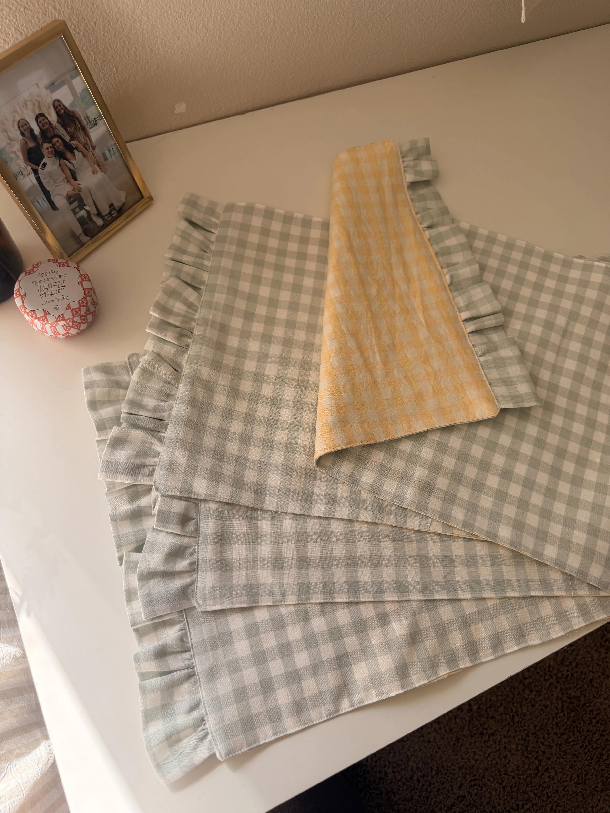 Mist Blue Gingham Placemats