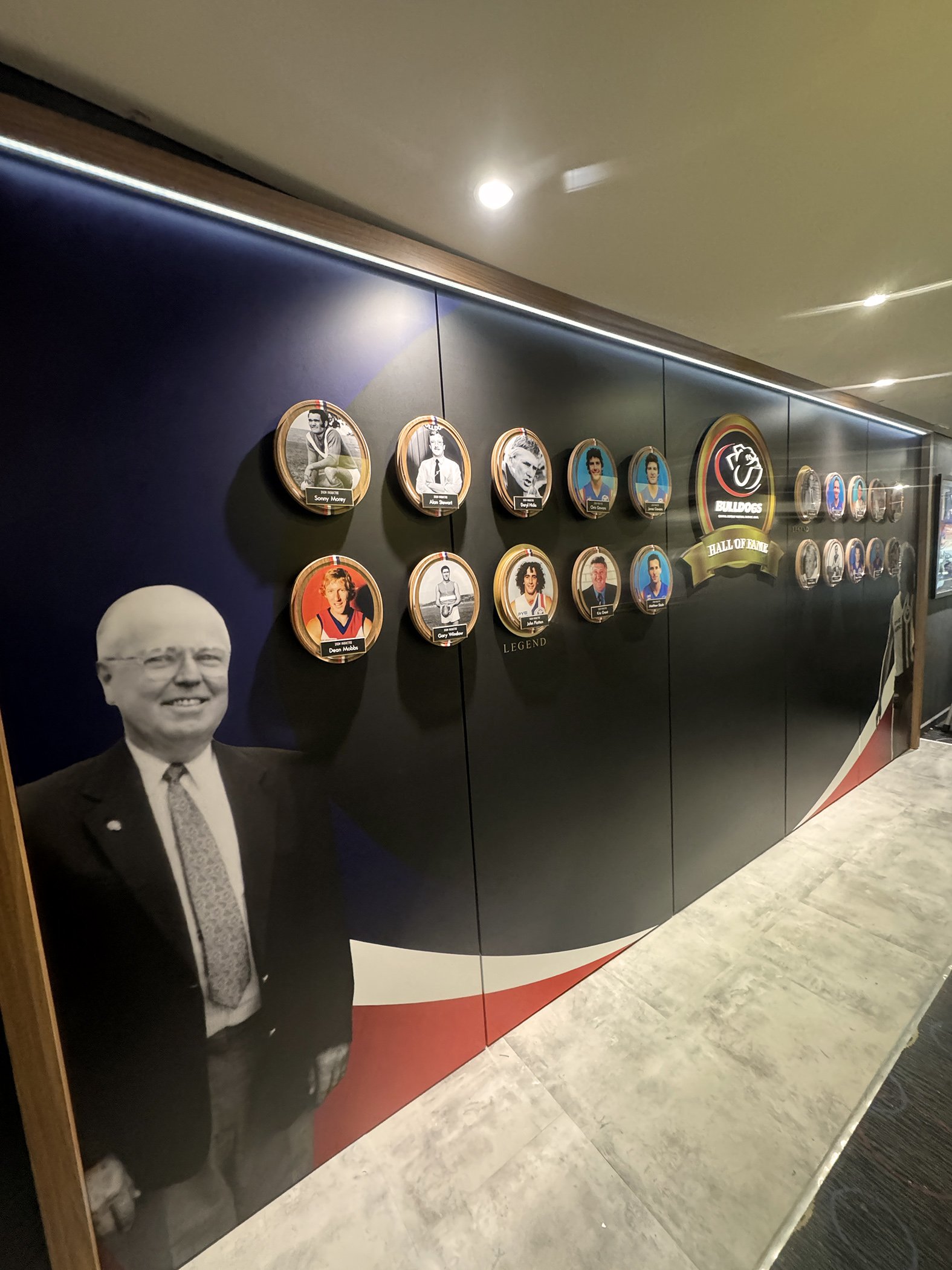 Hall of Fame display with custom wall mounted plaques