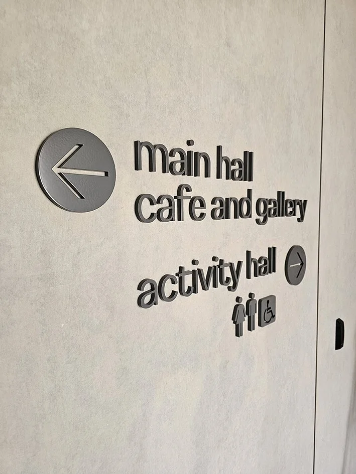 2pac painted acrylic directional signage
