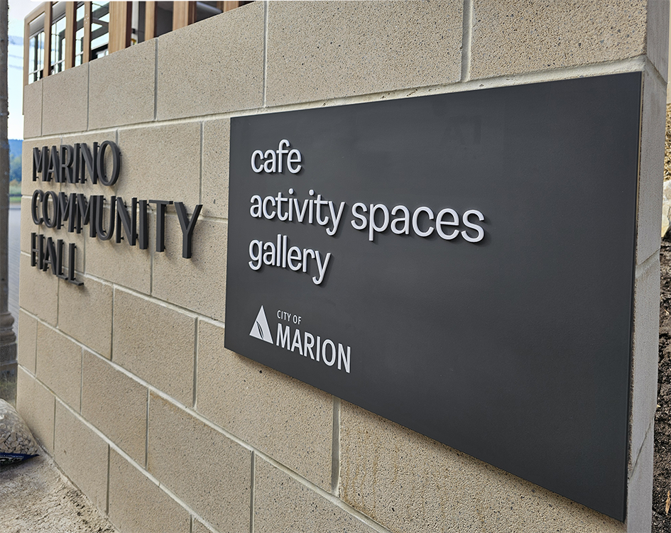 Aluminium panel with acrylic lettering