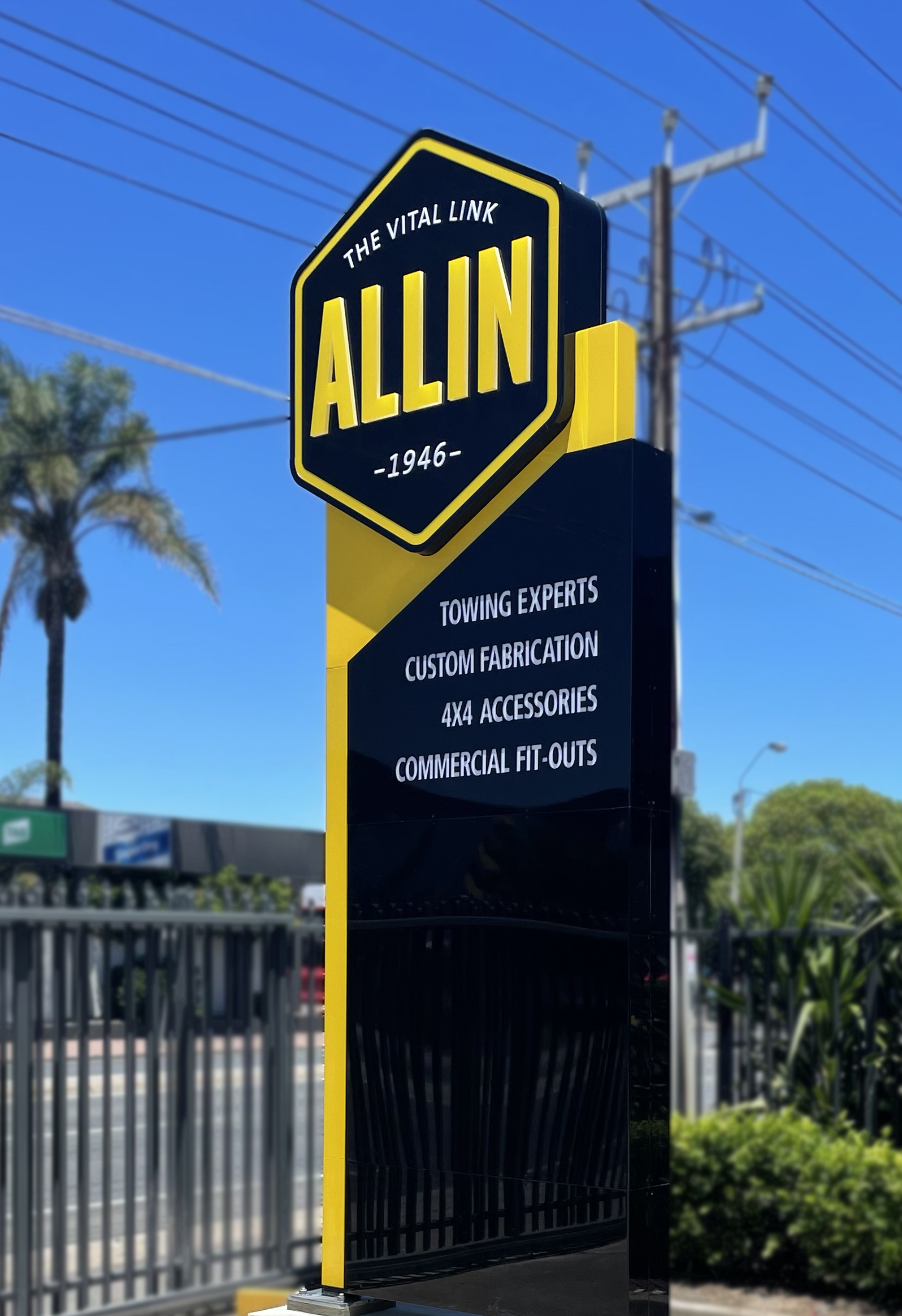 Pylon - Custom fabricated design with illuminated logo