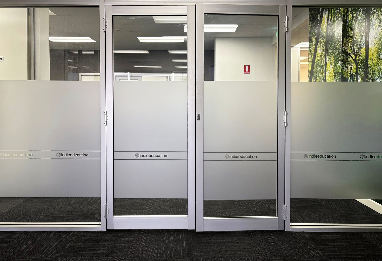 Frosted glass etch with logo