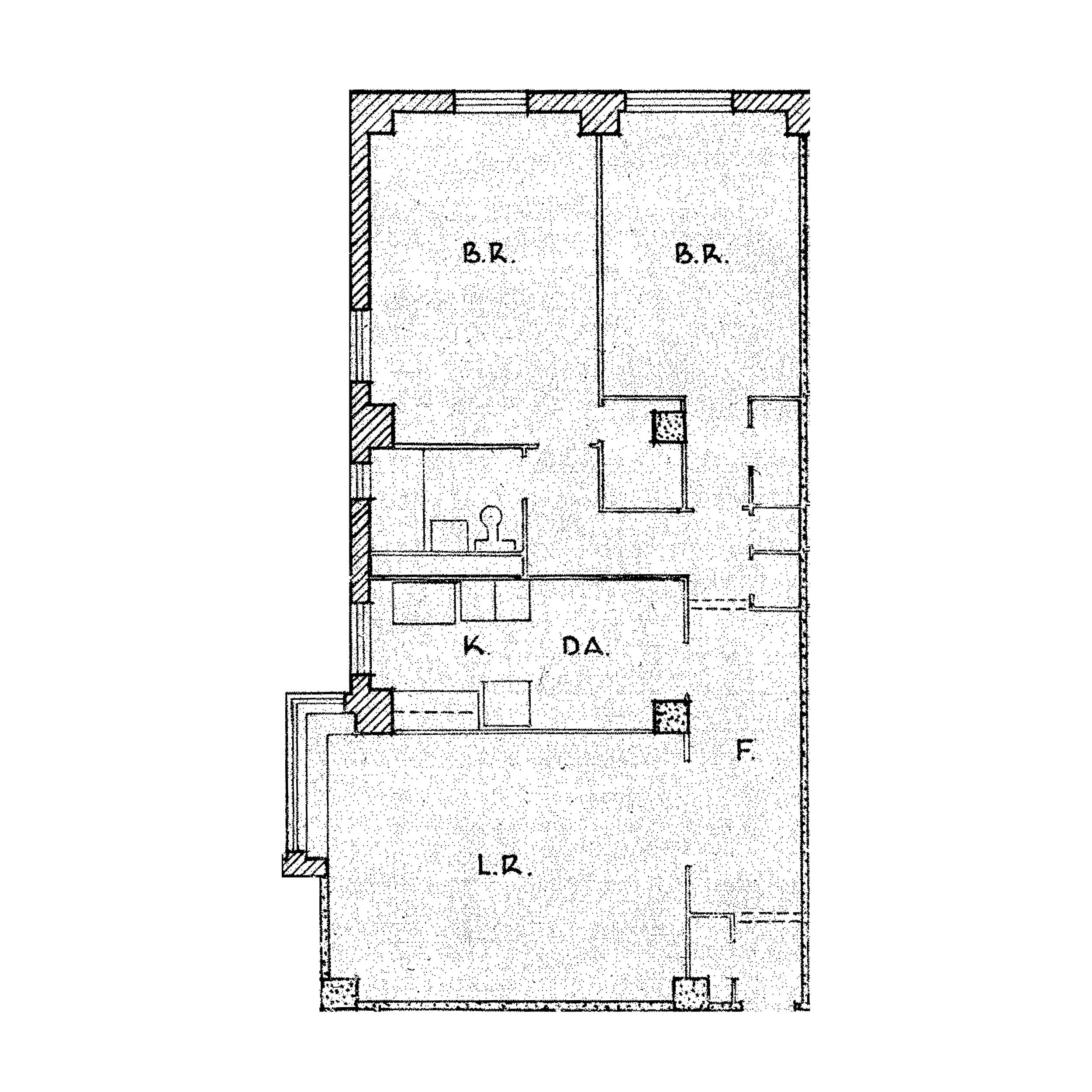 A two bedroom apartment floorplan
