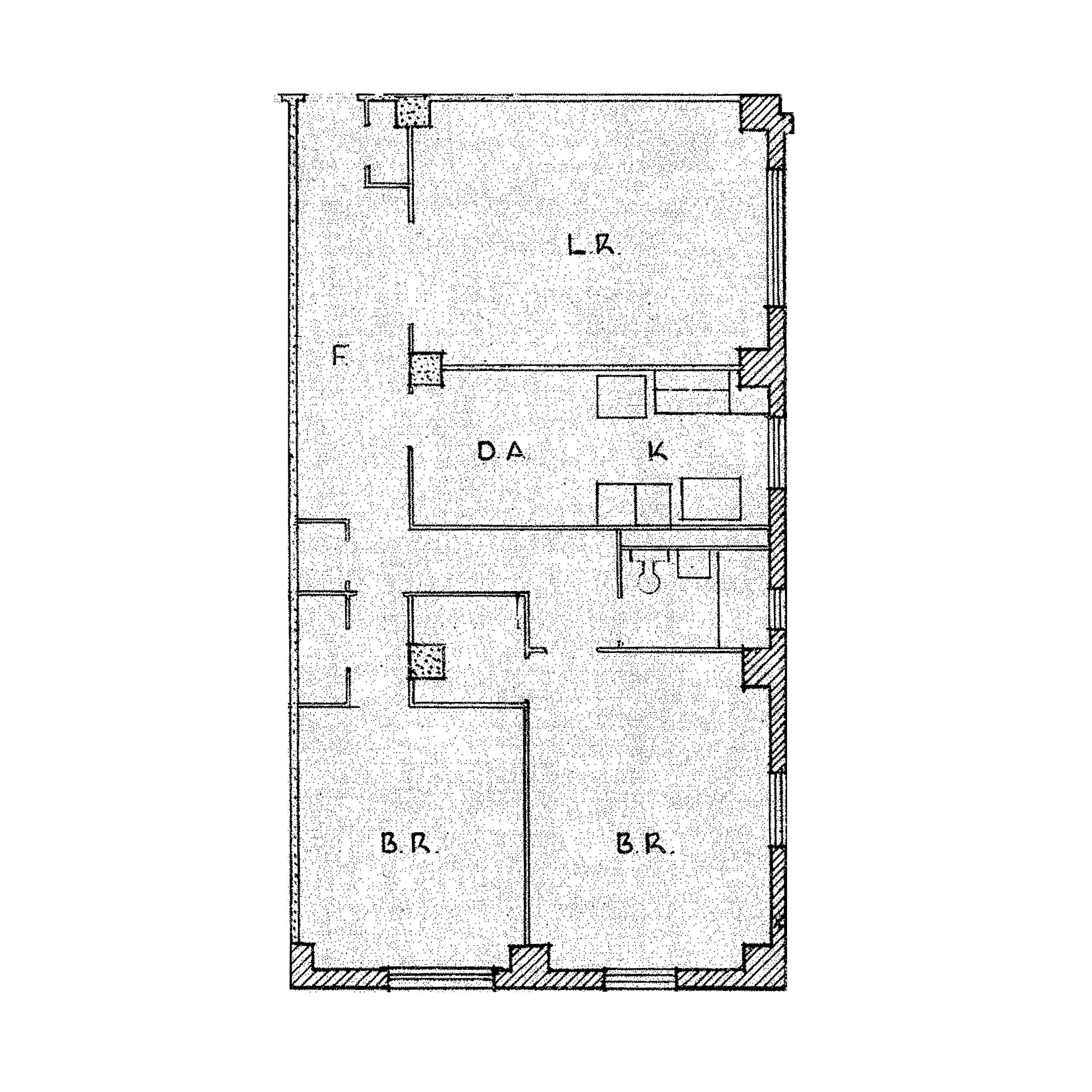 A two bedroom apartment floorplan