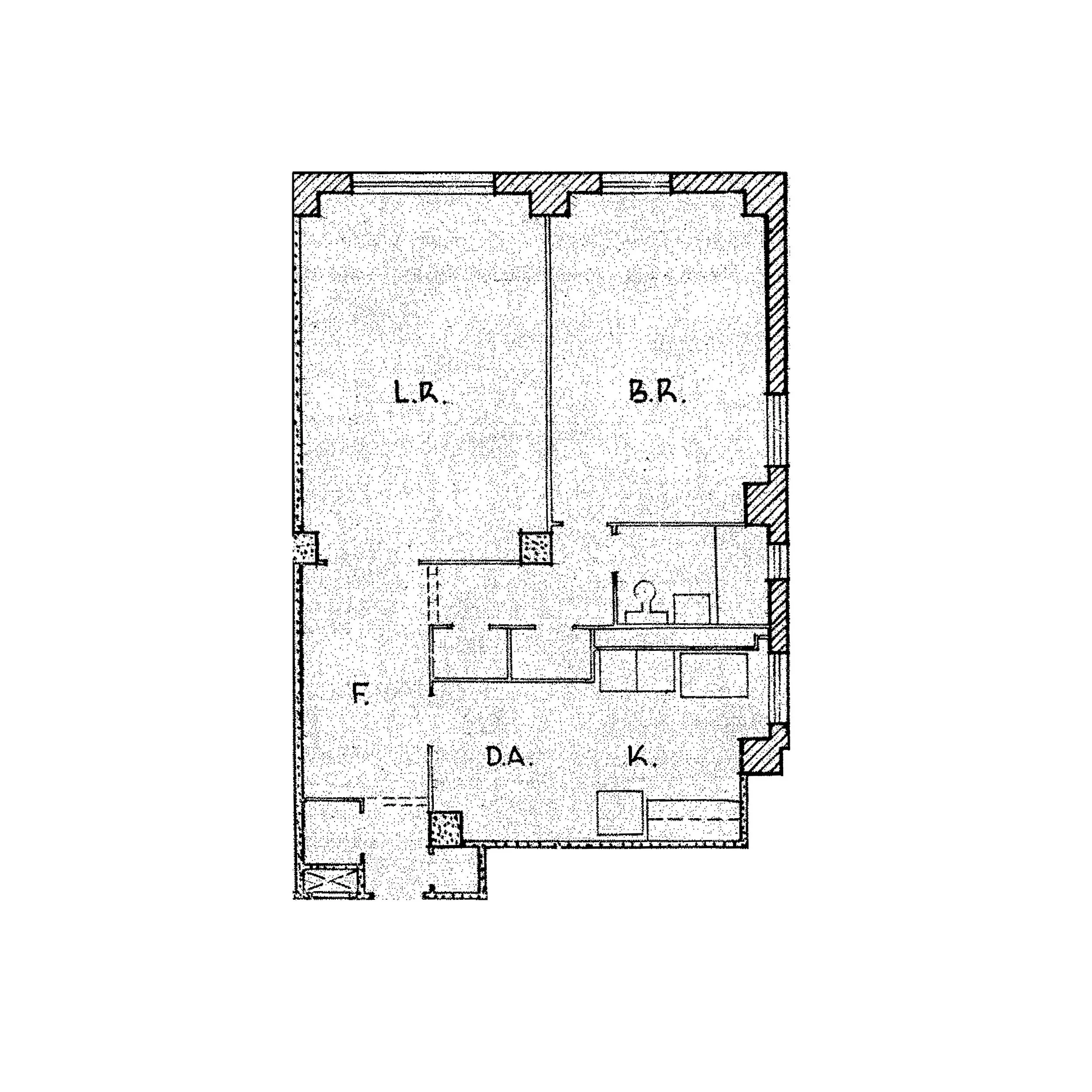 A 1 bedroom apartment floorplan