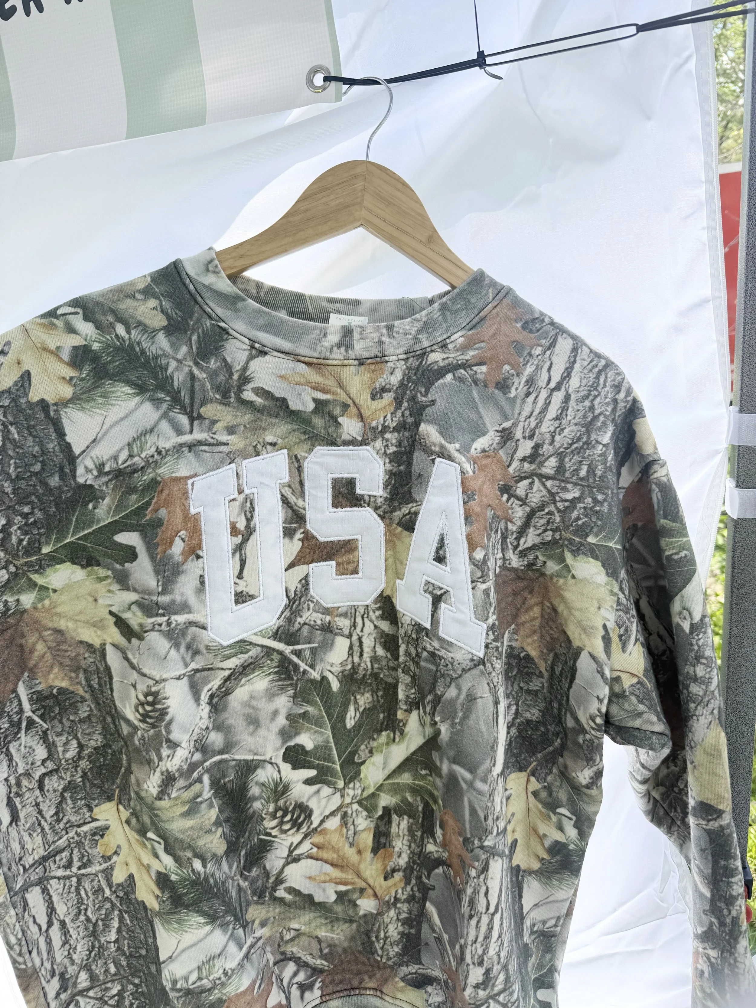 Camo USA Applique Crew