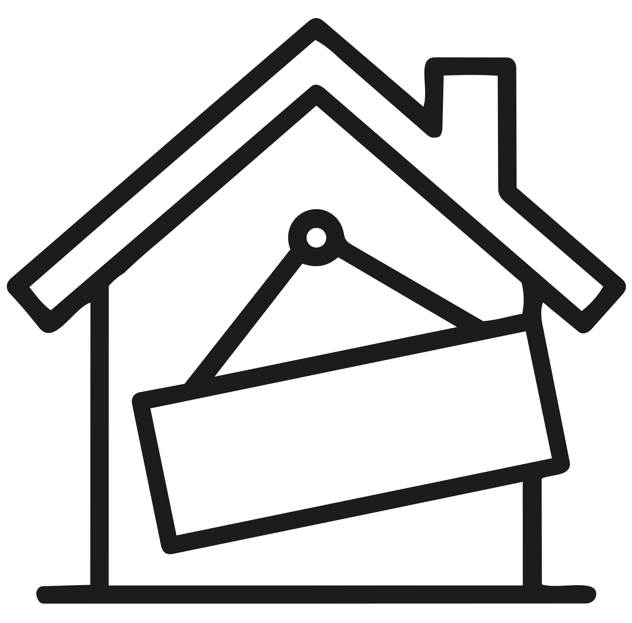 Outline of a house with a mailbox in front.