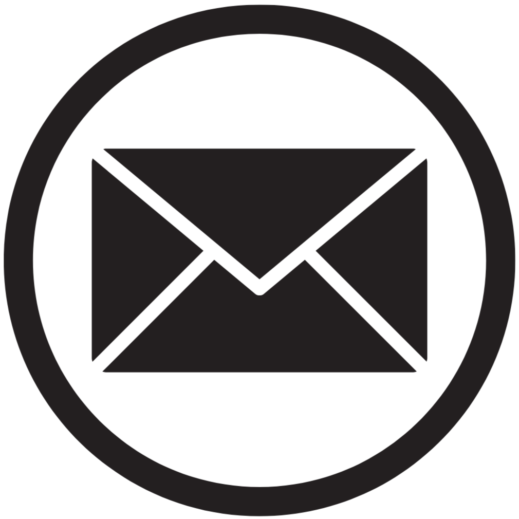 Icon of a letter envelope inside a circle, representing email or messaging.