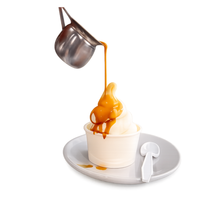 Affogato. Soft serve with espresso coffee. 