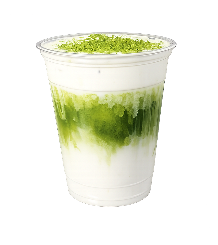 Layer matcha drink with cream. 