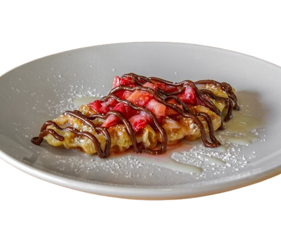 Strawberry Nutella Croffle. Waffle with strawberry and nutella. 