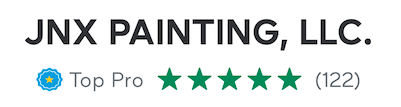Text indicating JNX Painting, LLC with a top pro badge and a 5-star rating based on 122 reviews.