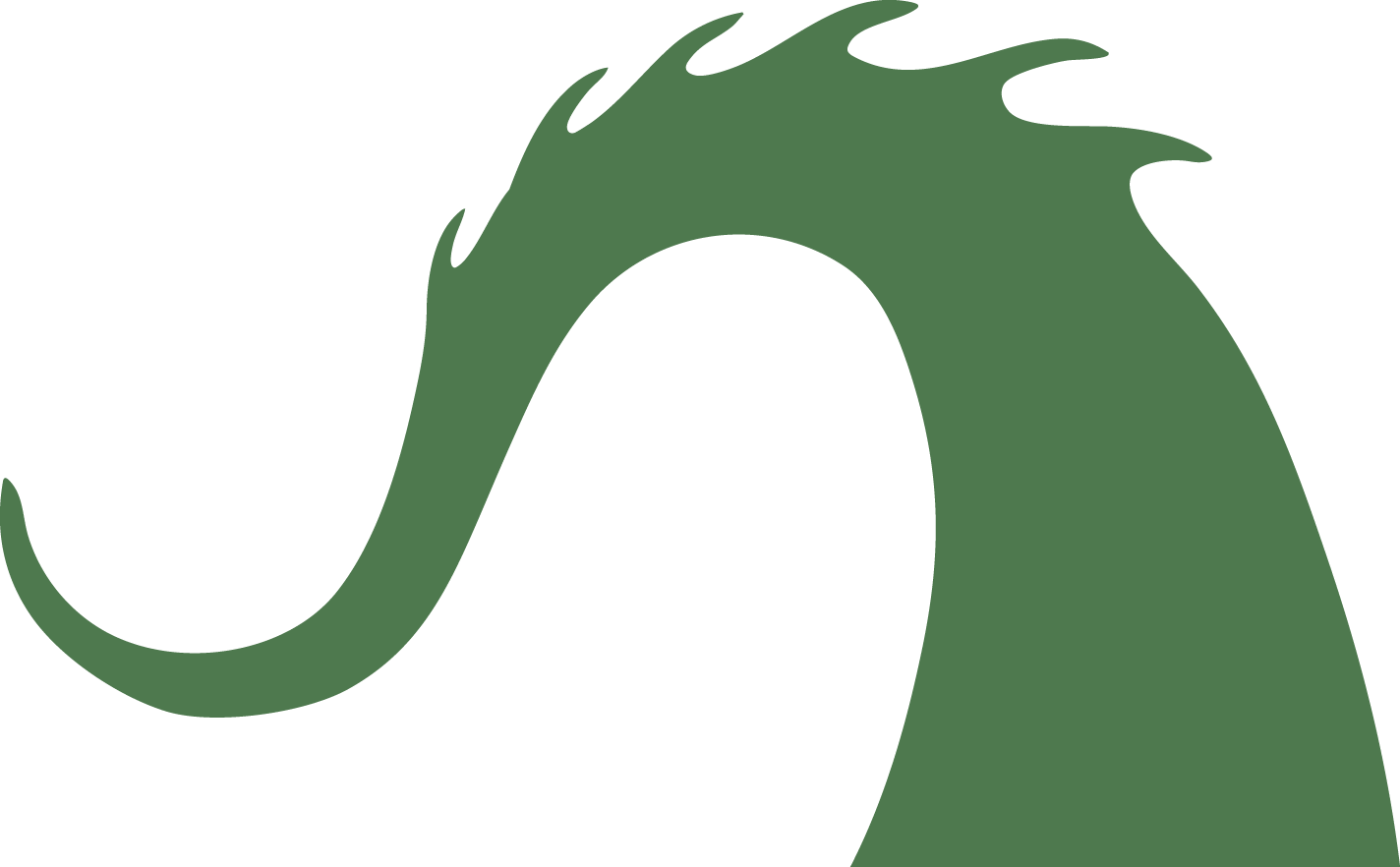 Stylized illustration of a green elf hat with a curved point and feather details.