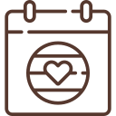 Calendar icon with a heart and beat line inside