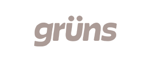 The word 'grüins' written in gray lowercase letters on a black background.