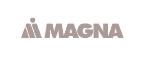 Magna logo with three gray mountain-like peaks above the word 'MAGNA' in bold uppercase letters
