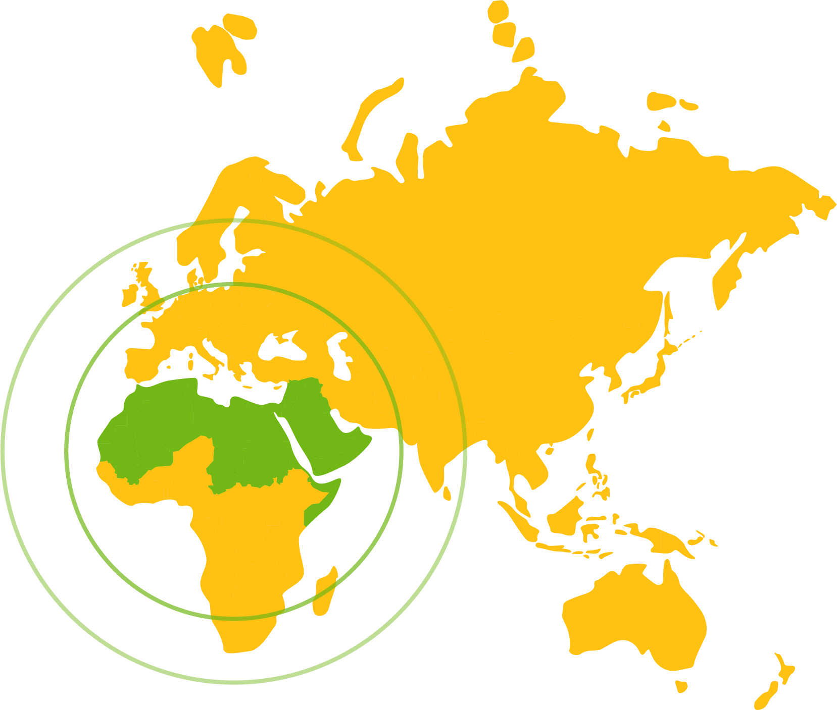 A map showing parts of the world in which Arabic is spoken
