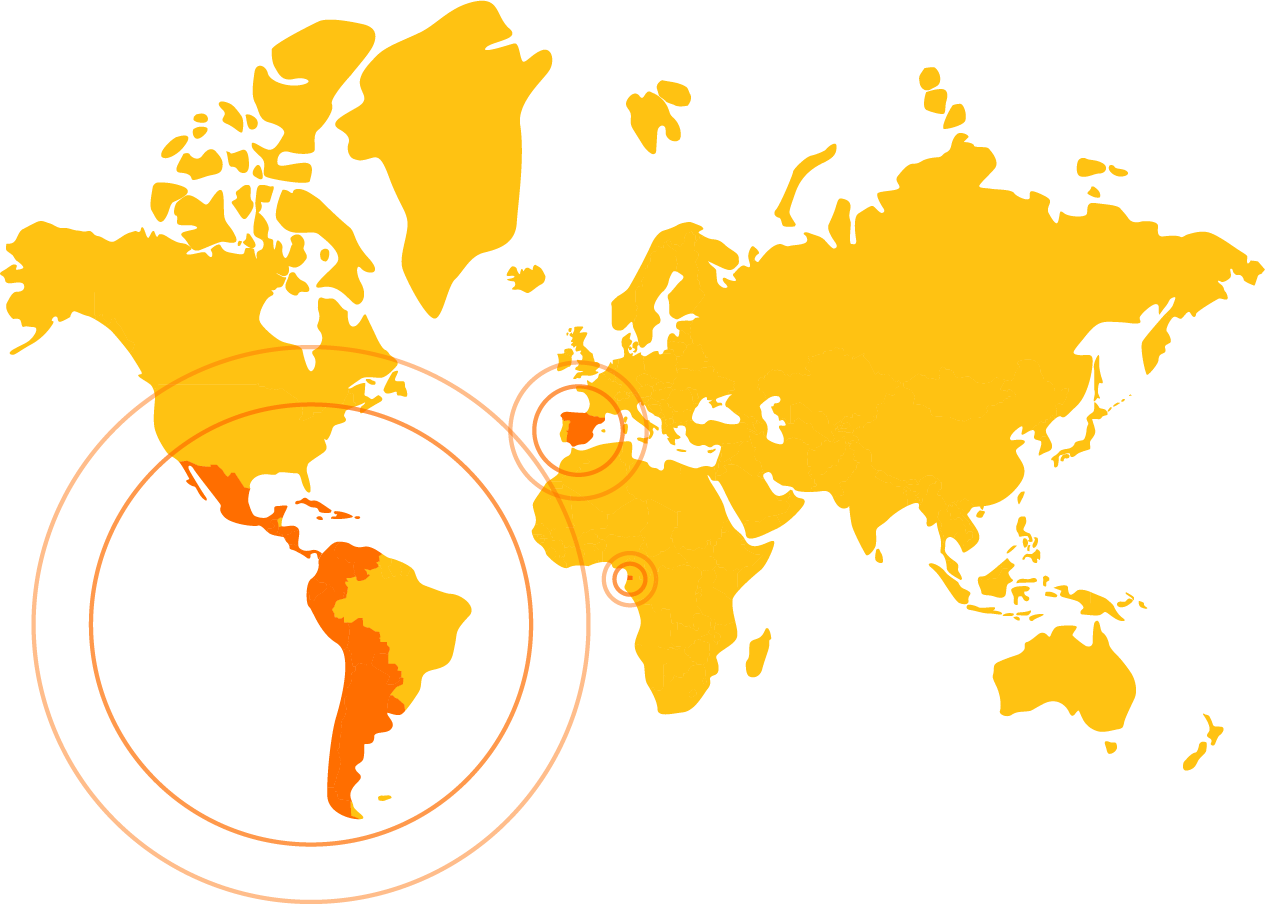 A map showing parts of the world in which Spanish is spoken