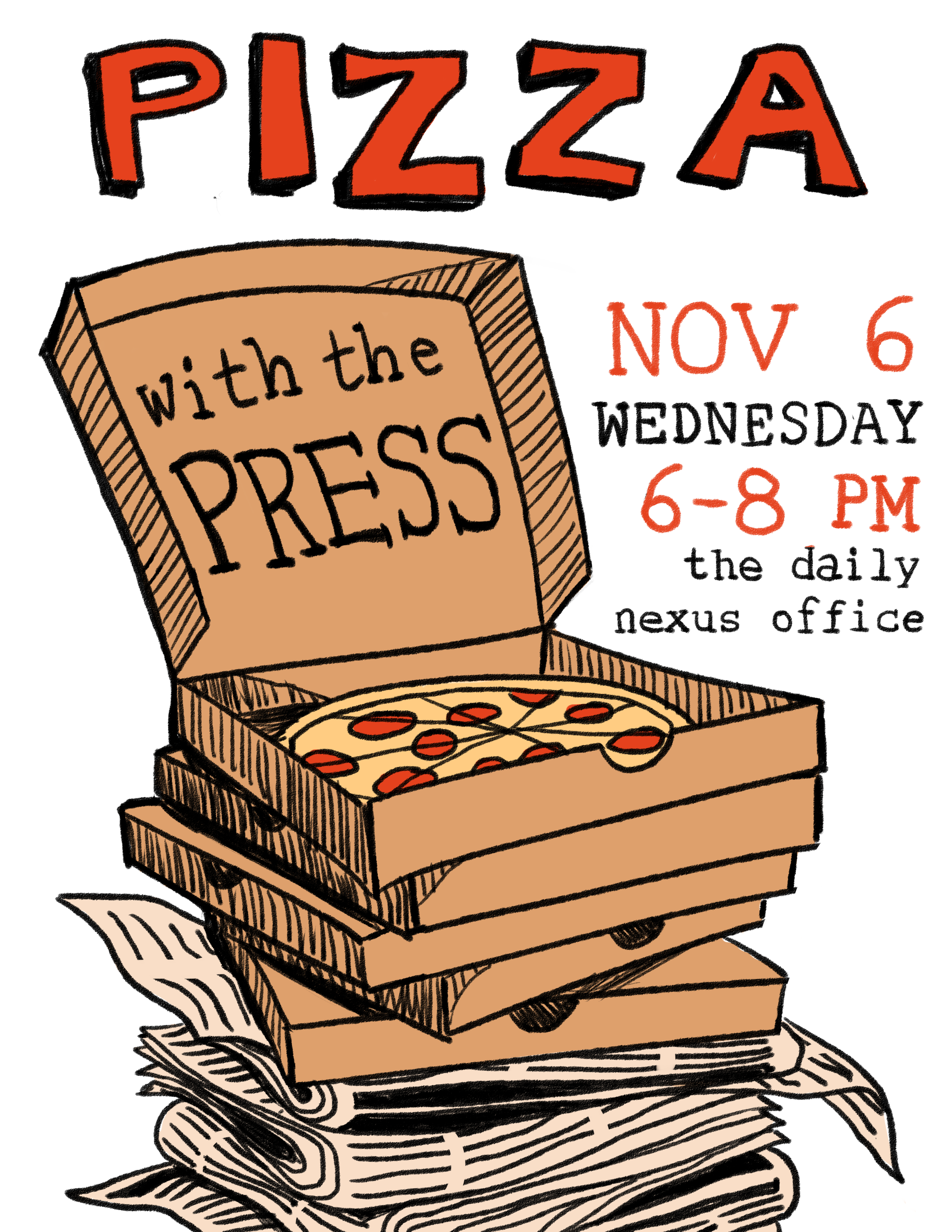Pizza with the Press event flyer