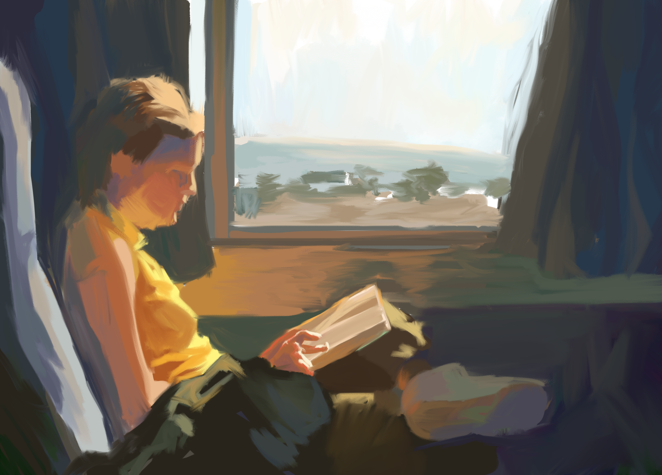 Train passenger digital painting