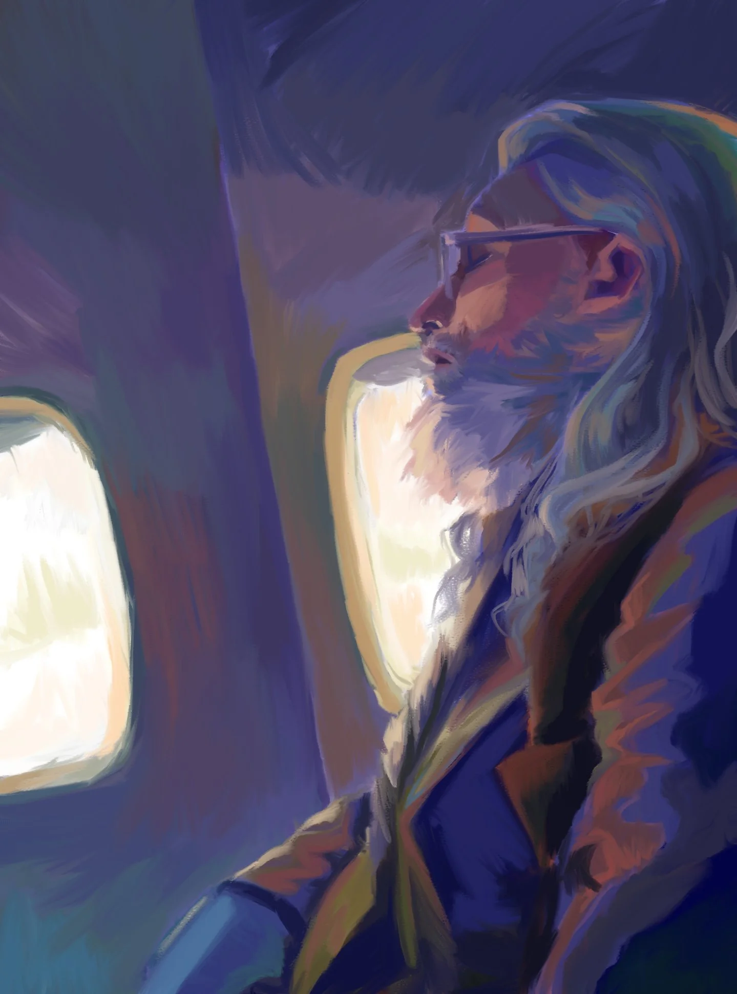 Plane passenger digital painting