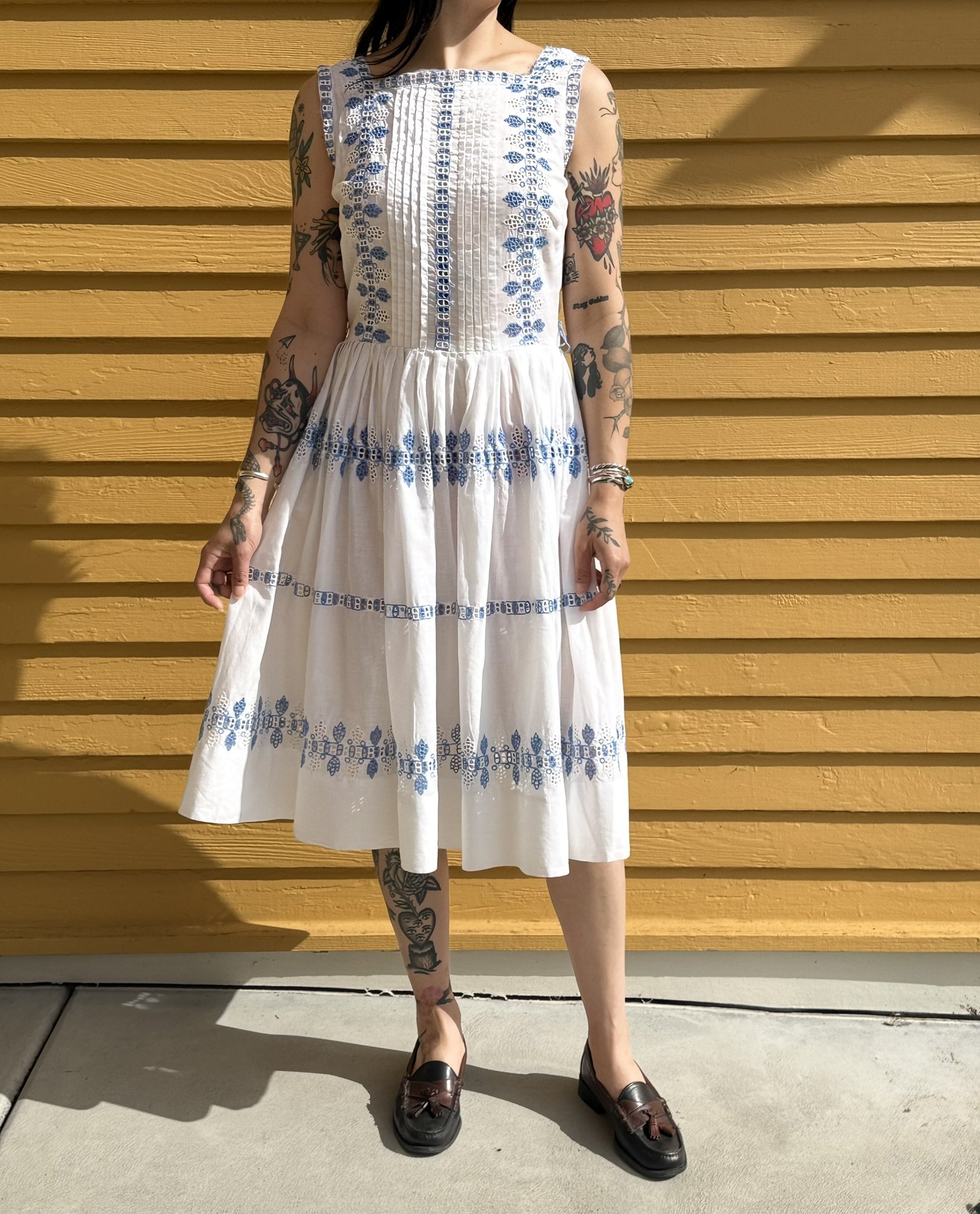 Vintage Handmade Eyelet Midi Dress