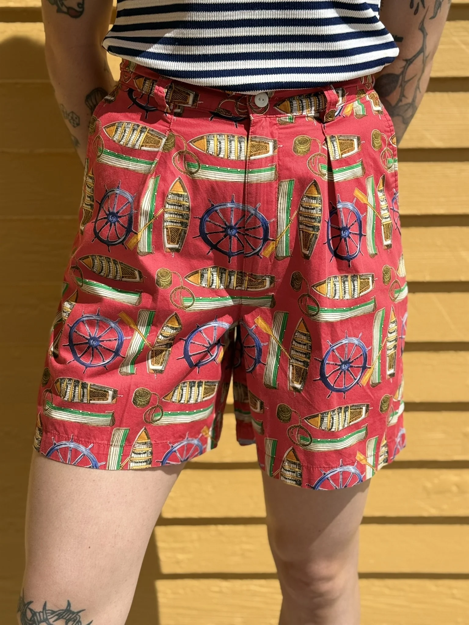 90s Nautical Pleated Shorts
