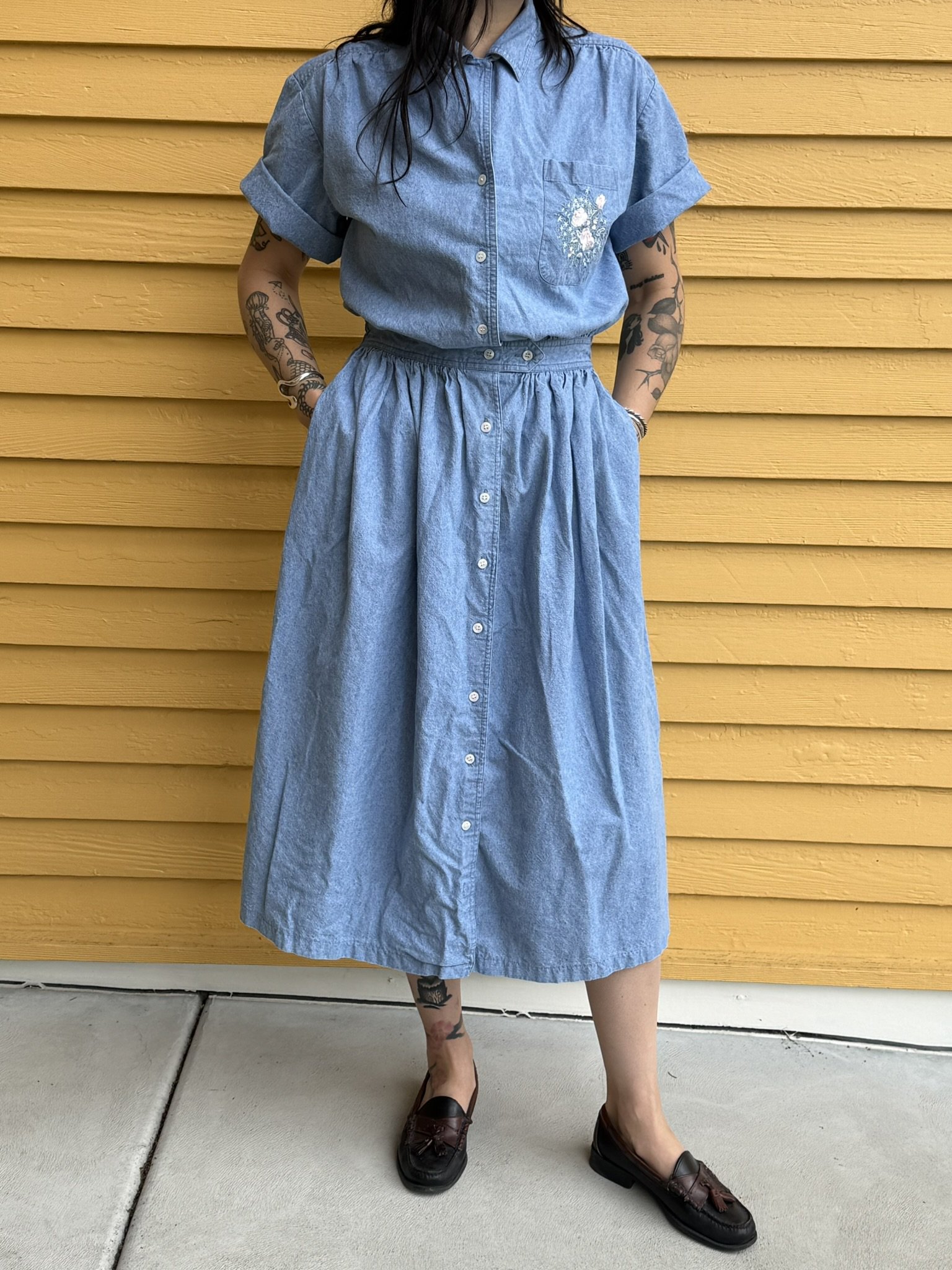 90s Miss Honey Floral Pocket Midi Dress